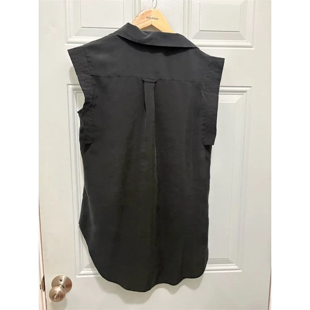 BCBGMAXAZRIA Blouse Womens Size S Black Sleeveless Button Front Hi-Low Top - Picture 6 of 9
